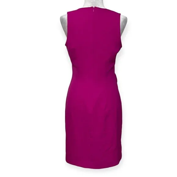 Banana Republic Sleeveless Faux Wrap Sheath Dress Size 6 Magenta Pink V-Neck - Picture 3 of 11